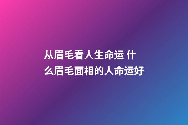 从眉毛看人生命运 什么眉毛面相的人命运好